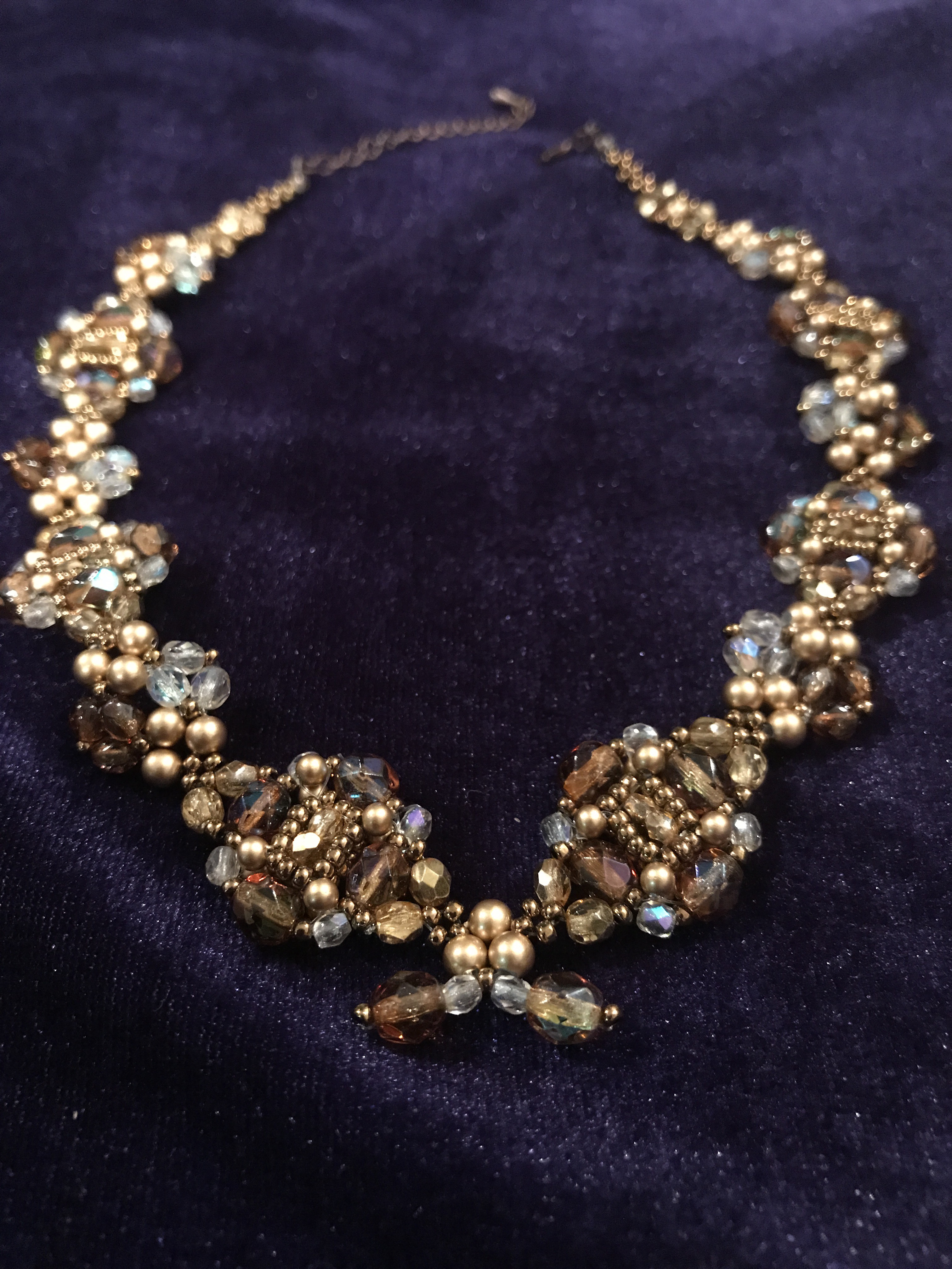 アンティーク風 ビーズネックレス ゴールド