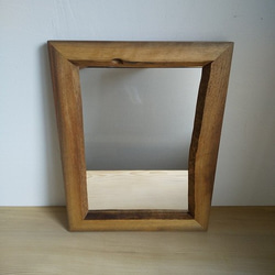木製鏡　耳付き　ウォールナット 1枚目の画像