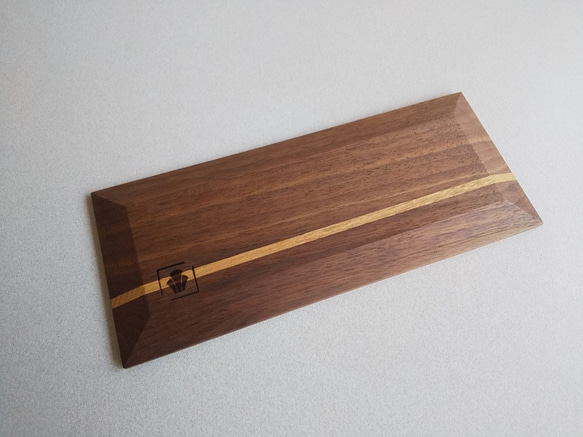 ティープレート　【ウォールナット×タモ】　木製ロングコースター 2枚目の画像