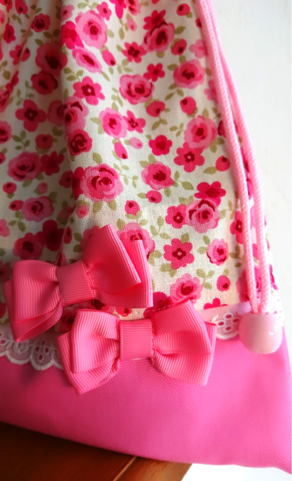 入園 入学 ３点セット 女の子 小花柄 ピンク ダブルリボン 7枚目の画像