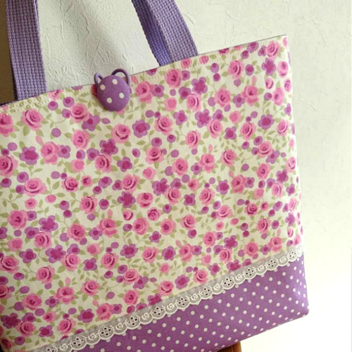 入園入学セットパープル花リボンハートレース