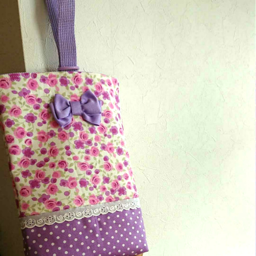 入園入学セット　パープル花リボン　ハートレース 入園入学セット パープル花リボン ハートレース