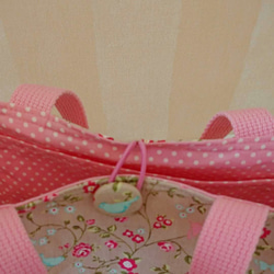 入園 入学３点セット ちょうちょとお花と小鳥さんベージュ ×桜ピンク 4枚目の画像