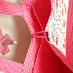 入園 入学３点セット 女の子 輸入花柄 桜ピンク ダブルリボン 4枚目の画像