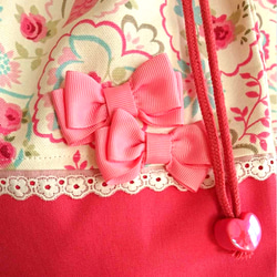 入園 入学３点セット 女の子 輸入花柄 桜ピンク ダブルリボン 7枚目の画像