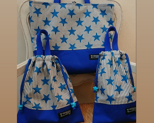 最終販売】入園 入学3点セット 男の子 星柄×ブルー レッスン