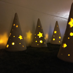 陶器のミニクリスマスツリーランプ LEDランプ付 再販1 1枚目の画像