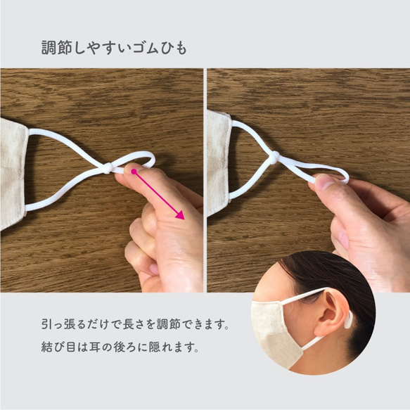 すっきりラインのオーガニックコットン3Dマスク　ホワイト 8枚目の画像