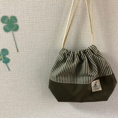 ランチョンマット　巾着　リボン　ヒッコリー ランチョンマット 巾着 リボン ヒッコリー