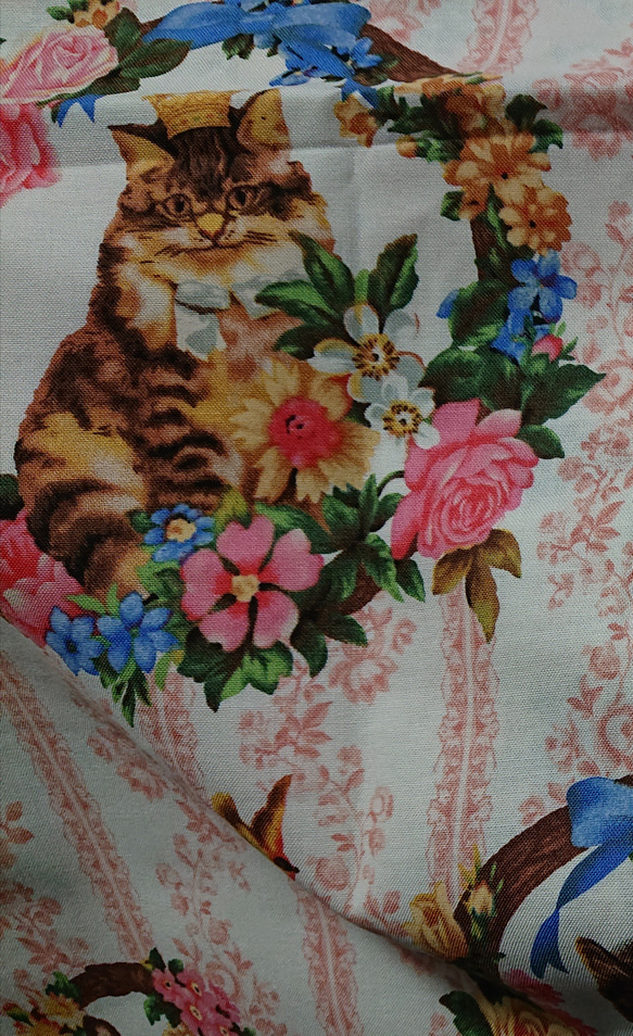 kokka 廃盤生地 フラワー猫ちゃん 1m 3枚目の画像