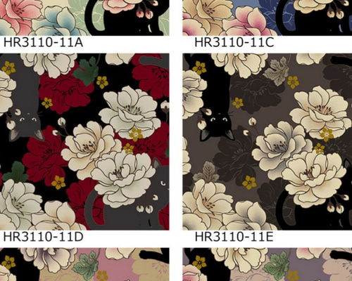 キルトゲイト 百花繚乱 黒猫 牡丹 朱色 2点セット キルトゲイト