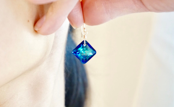 神秘藍施華洛世奇百慕大藍14kgf耳環 第8張的照片