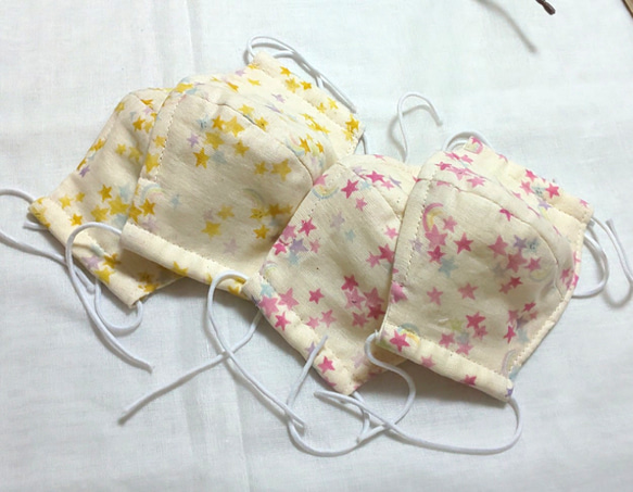 【送料無料】２枚セット☆可愛い♡２〜４才サイズ☆ダブルガーゼ立体マスク 3枚目の画像