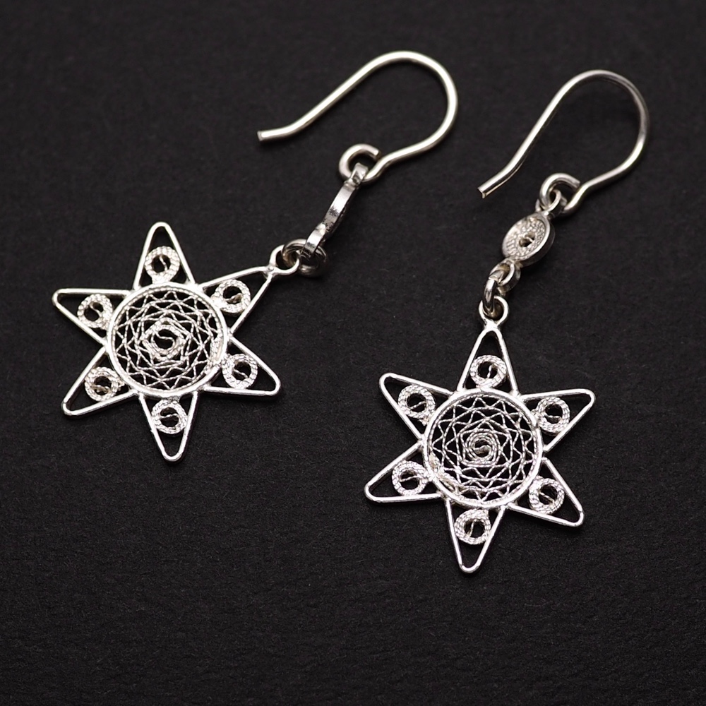 コロニアル装飾 星2連 フィリグラーナピアス　-伝統の銀線細工-　SV950　F74 75