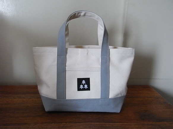 BASIC TOTE BAG XS　生成り×薄灰 1枚目の画像