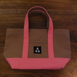 BASIC TOTE BAG XS　薄茶×ローズピンク 2枚目の画像