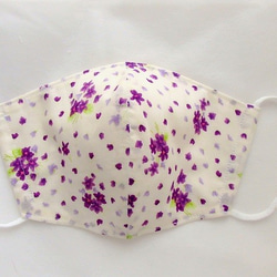 立体布マスクb　紫花柄　M～L 1枚目の画像