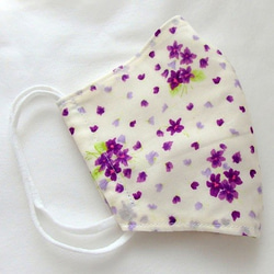 立体布マスクb　紫花柄　M～L 2枚目の画像