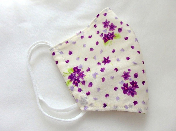 立体布マスクb　紫花柄　M～L 2枚目の画像