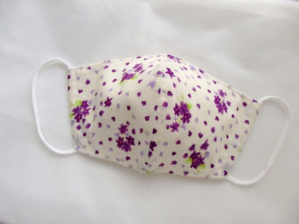 立体布マスクb　紫花柄　M～L 4枚目の画像