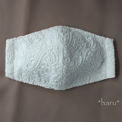秋マスク　インド綿レース　優雅で艶やかな刺繍生地 1枚目の画像