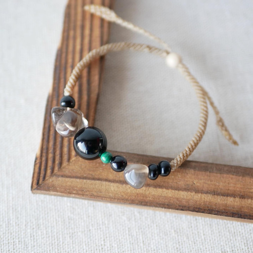 専用＊針◎✦マクラメ編みブレスレット◇1497◇サゲニティッククォーツ❤︎モリオン 専用＊針◎✦マクラメ編みブレスレット◇1497◇サゲニティッククォーツ