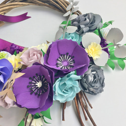 大輪の花が咲き誇る華やかな紫のハーフリース　L《ペーパーフラワー 》 4枚目の画像