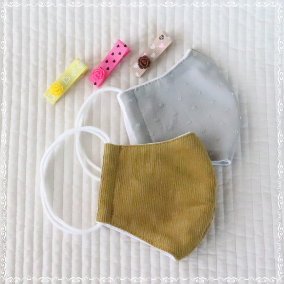 女の子 幼児用布マスク おまかせ2枚セット福袋【送料無料】おまけつき 晒（さらしマスク）CHECK&STRIPE 1枚目の画像