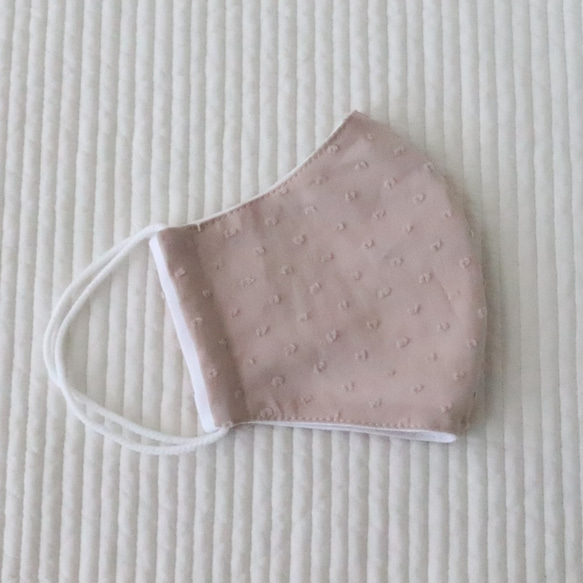 薄手布マスクM　ドットミニヨン　グレイッシュピンク【送料無料】晒（さらしマスク）CHECK&STRIPE 3枚目の画像