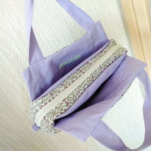 あおりトート * リバティ キルティング×帆布 パープル【送料無料  