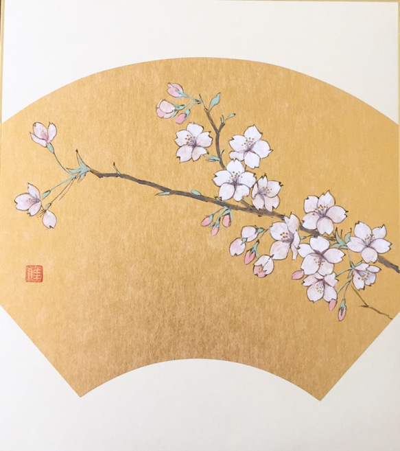 日本画色紙 桜 1枚目の画像