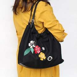光！ Kanoko 編織花卉貼袋（黃色） 第1張的照片