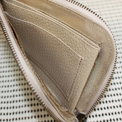 ヌメ革（牛革）L字ファスナー 薄くて 小さい コンパクト 財布（チョコ） 5枚目の画像