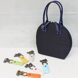 Creema 限定福袋 [前 5 名] 保溫午餐手提袋 (黑色/深藍色) 和真皮鑰匙扣 第1張的照片