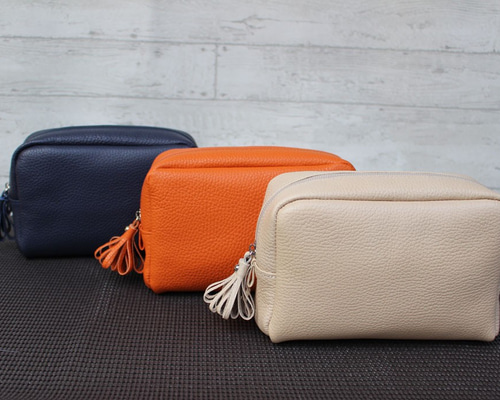 【美品】イタリア製aim レザー ポーチ オレンジ 0_bac21a60c511c9310a428c6dc1b9