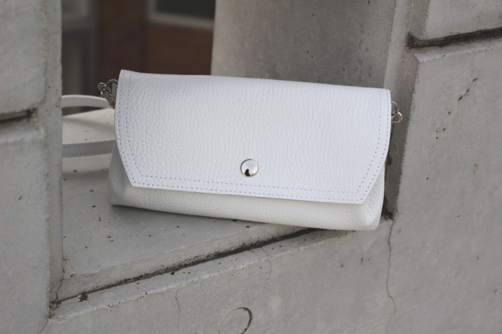 2wayお財布ポシェット　姫路レザー（牛革：白）（アコーディオンタイプ）