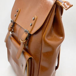 外ポケット&2本ベルト2wayリュック☆ノートPC収納OK☆通勤、通学に便利☆キャメル色 3枚目の画像