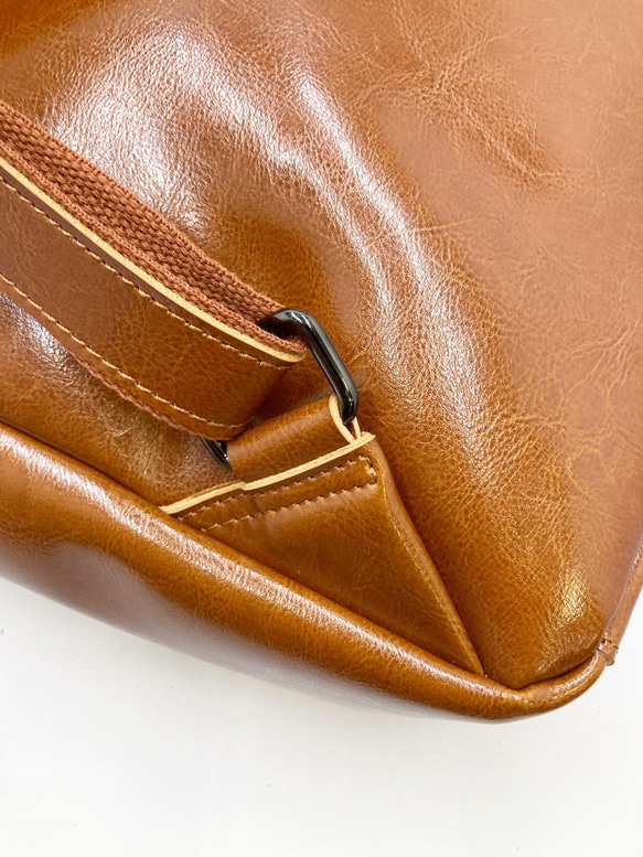 外ポケット&2本ベルト2wayリュック☆ノートPC収納OK☆通勤、通学に便利☆キャメル色 5枚目の画像