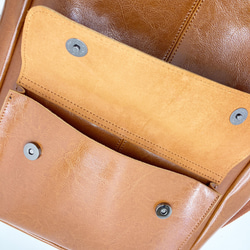 外ポケット&2本ベルト2wayリュック☆ノートPC収納OK☆通勤、通学に便利☆キャメル色 7枚目の画像