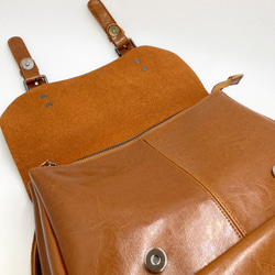 外ポケット&2本ベルト2wayリュック☆ノートPC収納OK☆通勤、通学に便利☆キャメル色 8枚目の画像