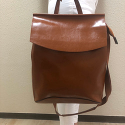 軽くて柔らかく上質でシンプルなレザー3wayリュック☆ショルダー可能☆キャメル色 3枚目の画像