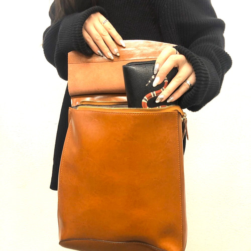 シンプルで軽いレザー3wayリュック☆ショルダー使用も☆通勤、通学に