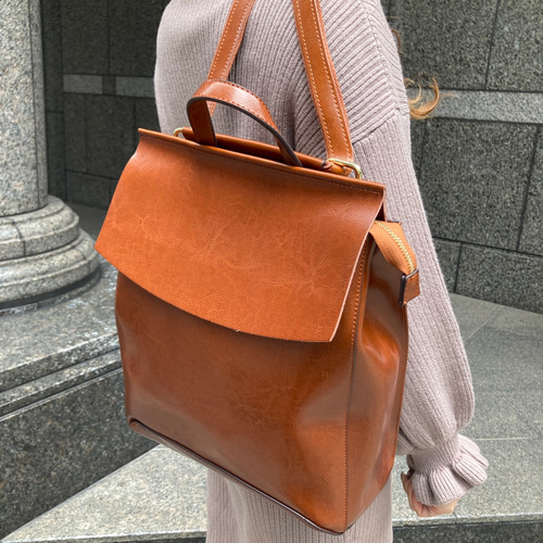 シンプルで軽いレザー3wayリュック☆ショルダー使用も☆通勤、通学に