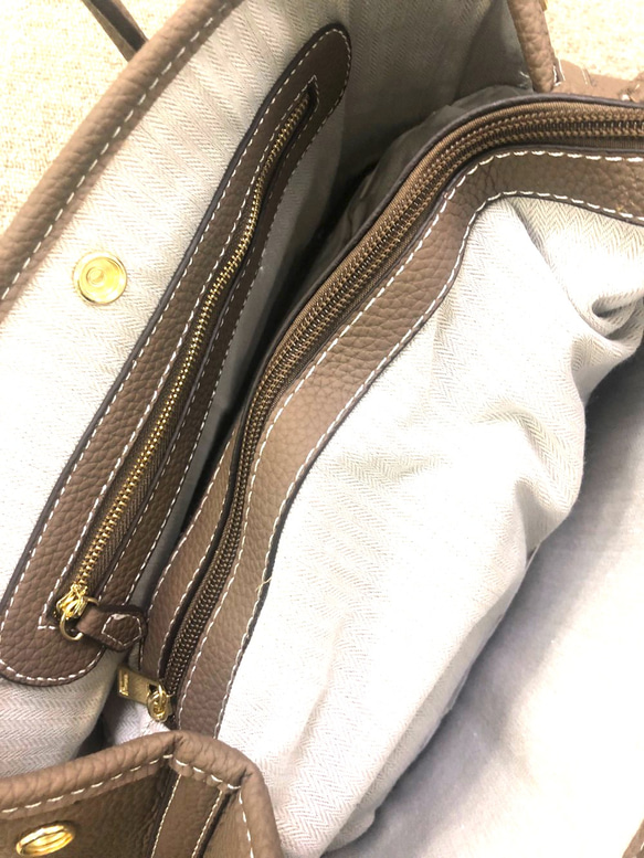 エコレザートートバッグ☆お出かけに☆カラーバンド&インナーバック付☆【30cm】Mサイズ☆ブルーグレー色 5枚目の画像