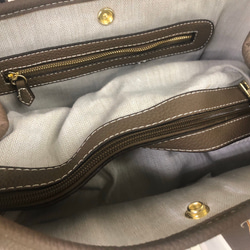 エコレザートートバッグ☆カラーバンドショルダーベルト2本付&インナーバック付☆25cmサイズ☆オレンジ色 5枚目の画像