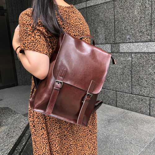 A4サイズも楽々収納なレザー3wayリュック☆Wベルトタイプ☆通勤、通学