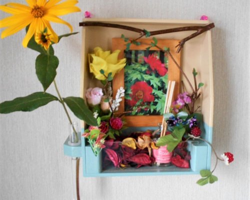 バラの植物画 シルバーフレーム付き バラの植物画 シルバー