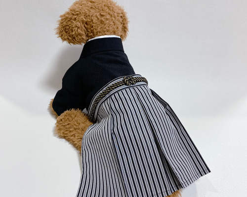 犬の袴✨犬用本格着物&袴 黒 犬服 七五三 お正月 ペット服