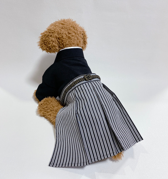 犬の袴✨犬用本格着物&袴 黒 犬服 七五三 お正月 ペット服
