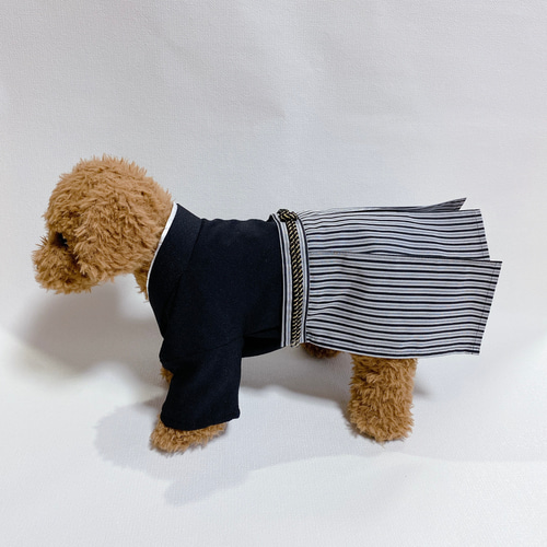 犬の袴✨犬用本格着物&袴 黒 犬服 七五三 お正月 ペット服
